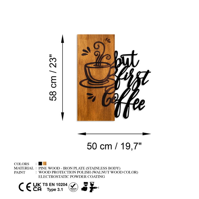 Wallity Coffee First Escultura de pared en nogal y negro